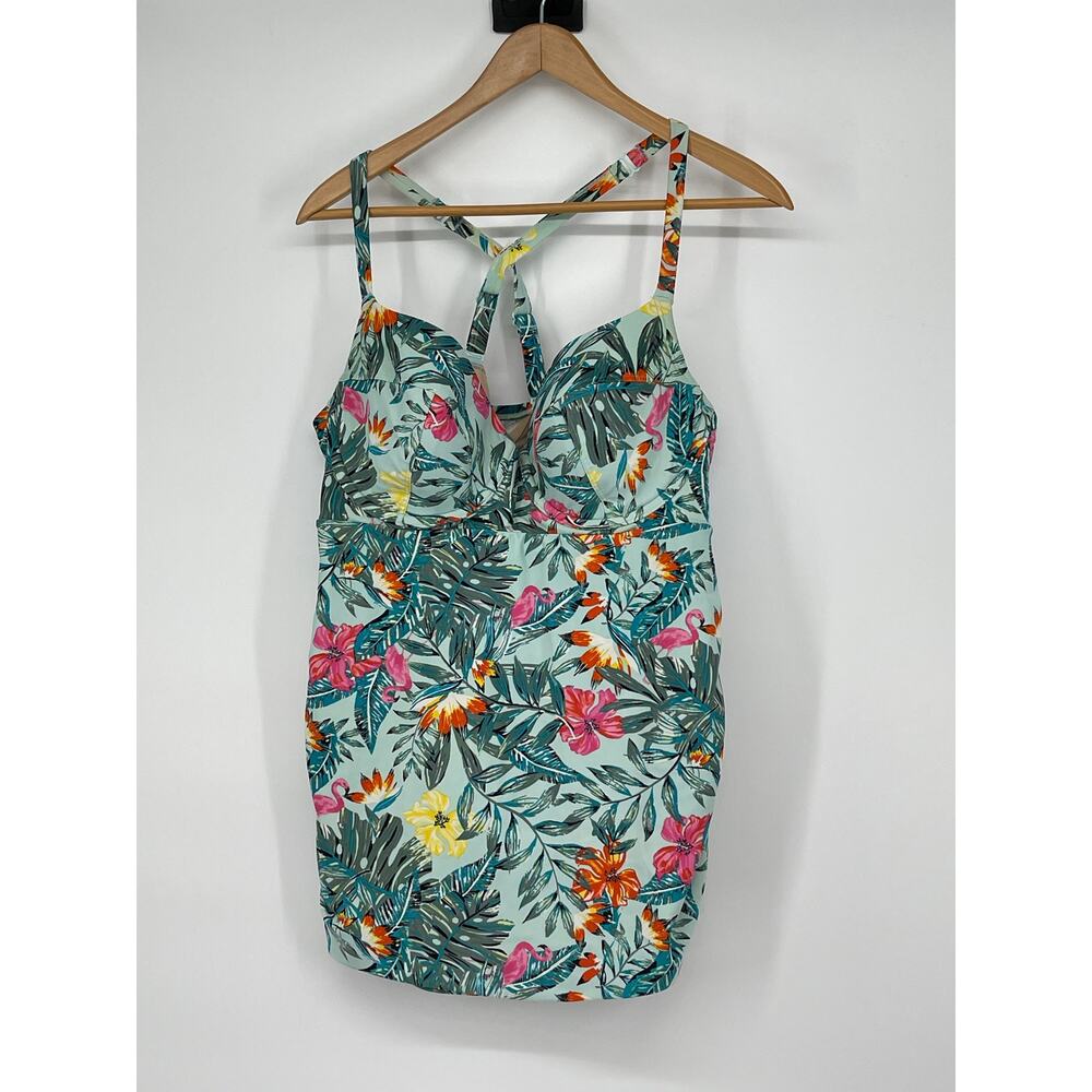 Caique Swimsuit Tankini Top Size 40D Tropical Floral Vacation Resort